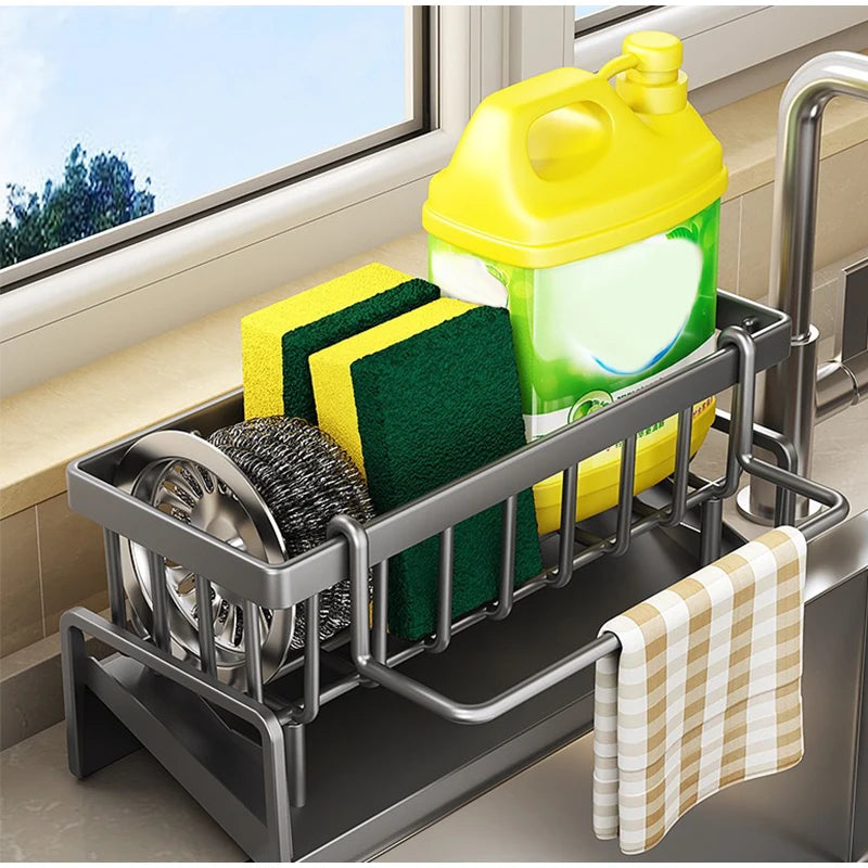 COZZYTECH Spülbecken Organizer, Spüle Küchen Organizer Mit Selbstentleerender Ablaufwanne für Schwammhalter, Handtuchhalter,...