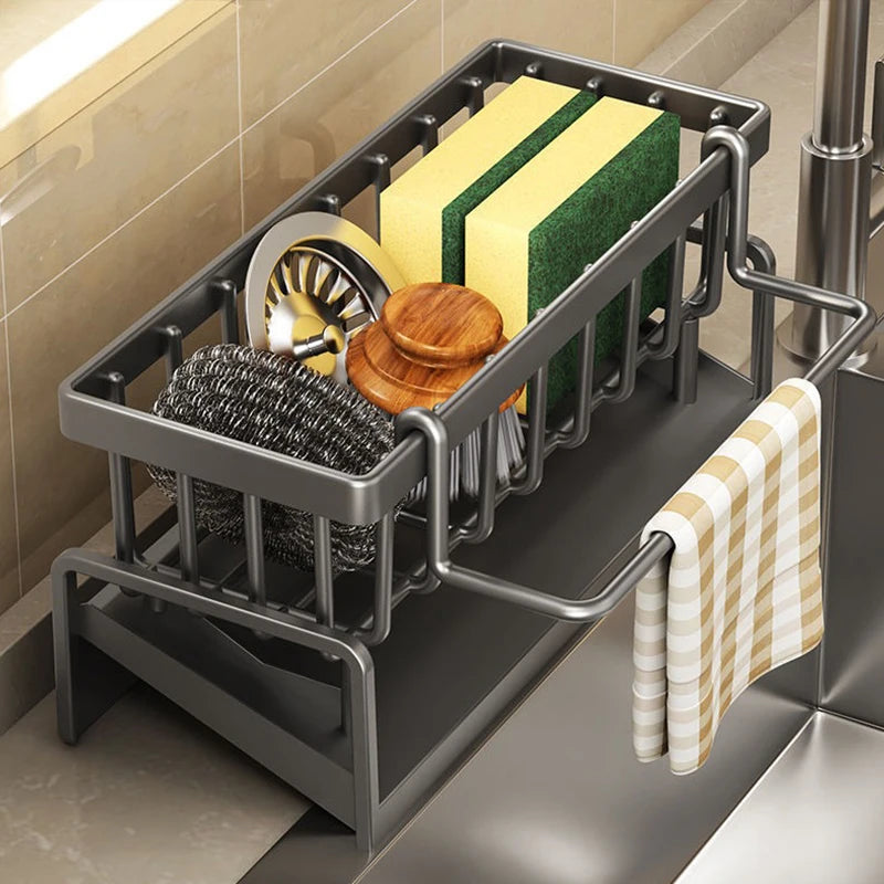 COZZYTECH Spülbecken Organizer, Spüle Küchen Organizer Mit Selbstentleerender Ablaufwanne für Schwammhalter, Handtuchhalter,...